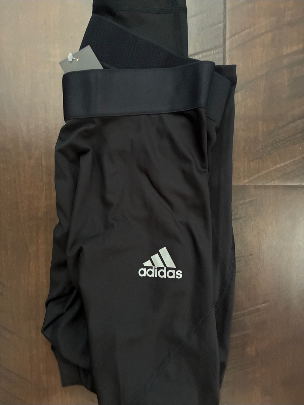 adidas Men’s large Black Athletic Leggings with Reflective Logo